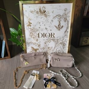 5pcs Dior Parfums Pouch, Ribbon And Framed Limited Shopping Bag
